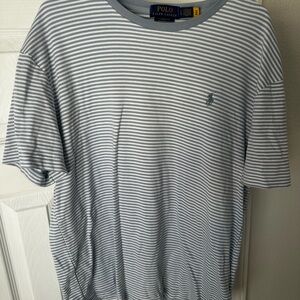 Ralph Lauren Blue and White Striped Tee